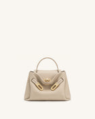Rhea Small Pebbled Double Buckle Shoulder Bag - Sand