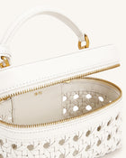 Cleo Woven Box Shape Top Handle Bag - Warm White