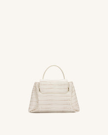 Rhea Small Double Buckle Shoulder Bag - White Croc