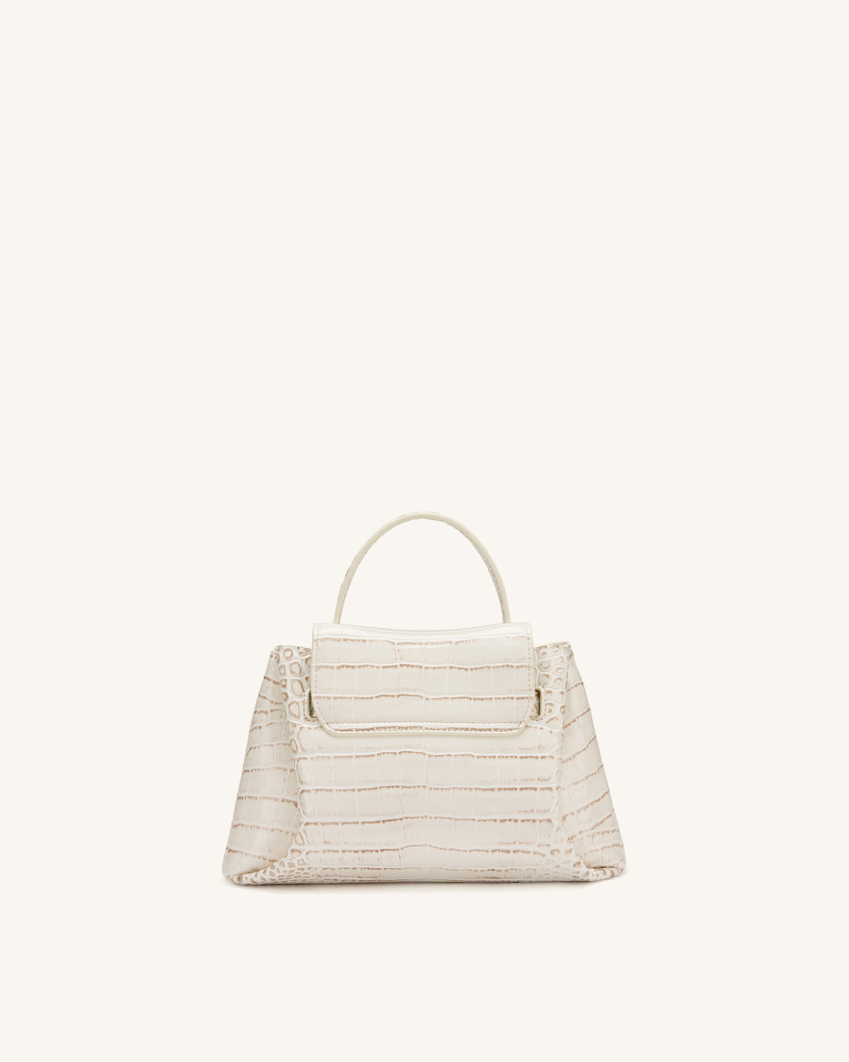 Rhea Small Double Buckle Shoulder Bag - White Croc
