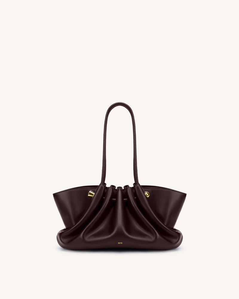 Naomi Gathered Long Handle Shoulder Bag - Deep Burgundy