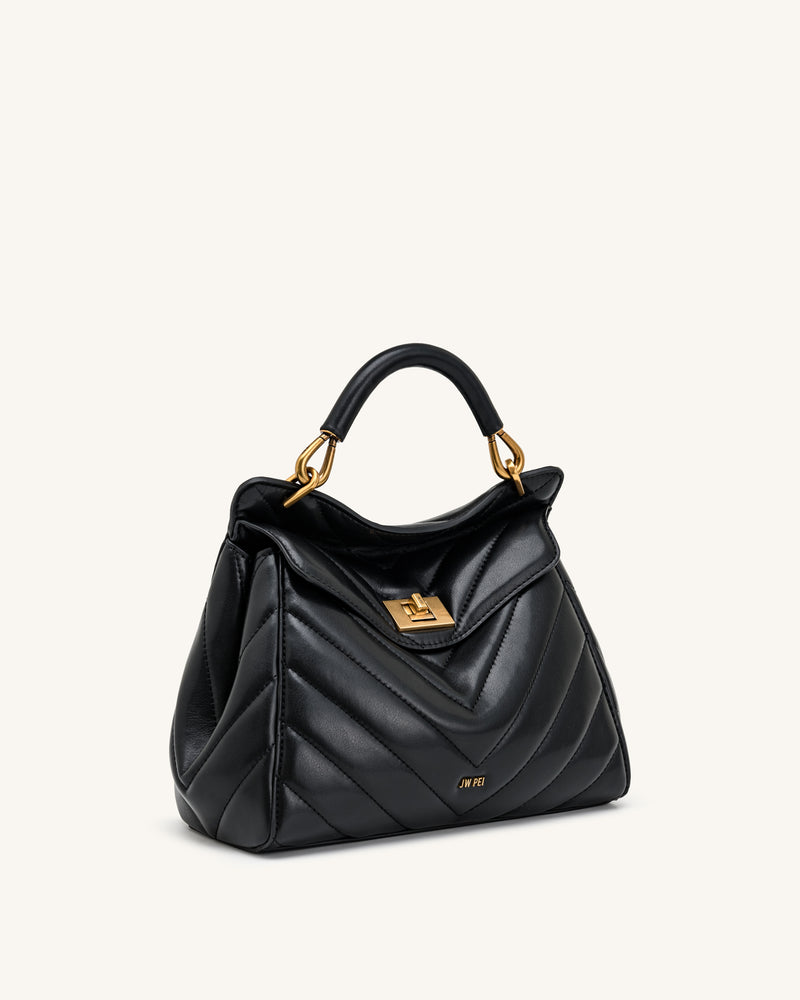 Lucia Classic Top Handle Bag - Jet Black