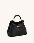 Lucia Classic Artificial Crystal Top Handle Bag - Black