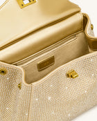 Lucia Classic Artificial Crystal Top Handle Bag - Champagne