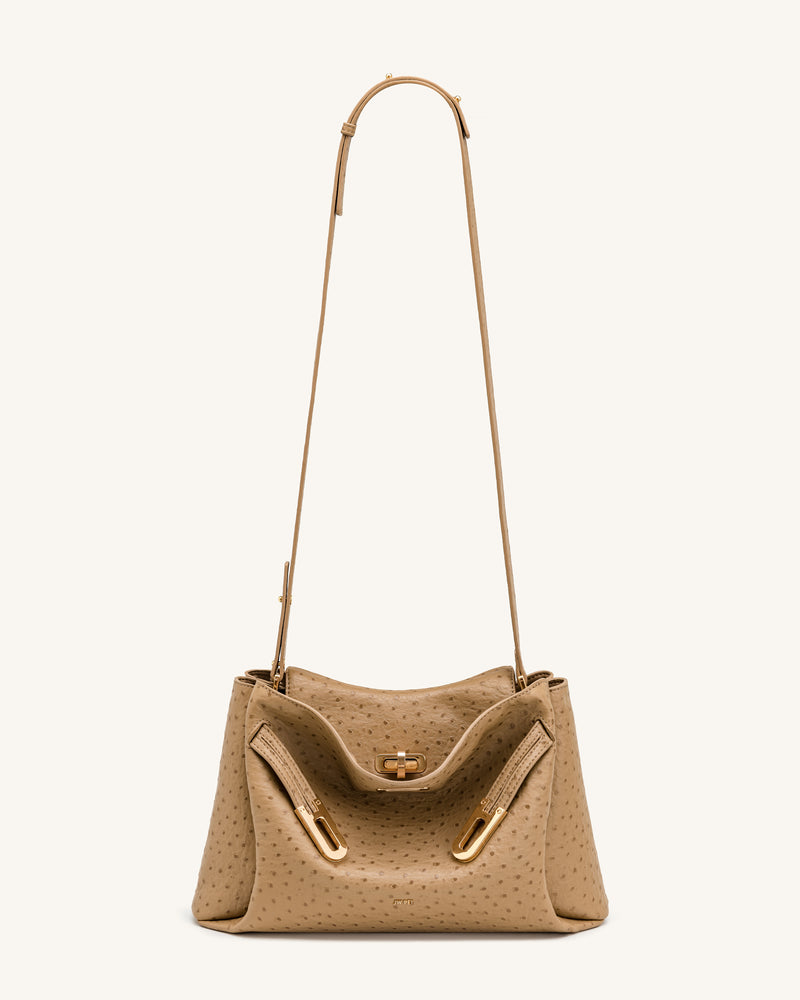 Rhea Double Buckle Shoulder Bag - Camel