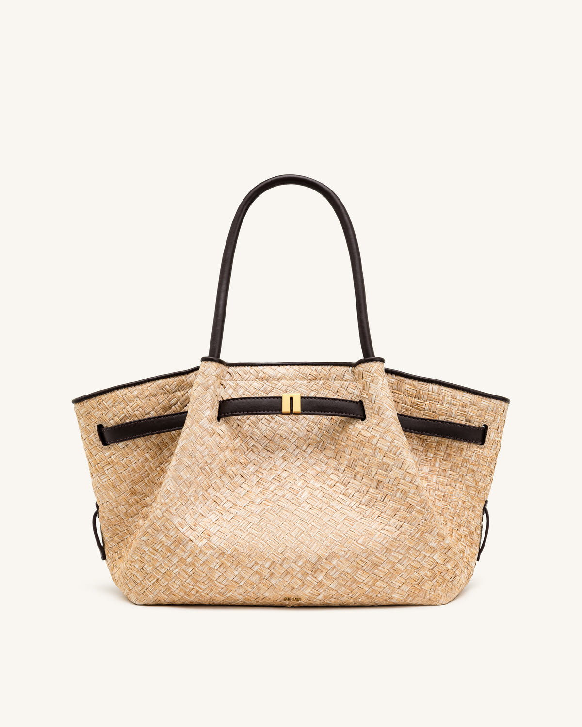 Hana Medium Faux Straw Tote Bag - Brown