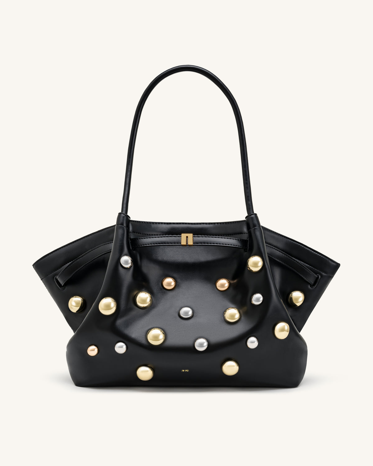 Hana Large Studded Tote Bag - Dark Black