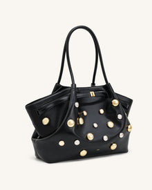 Hana Large Studded Tote Bag - Dark Black