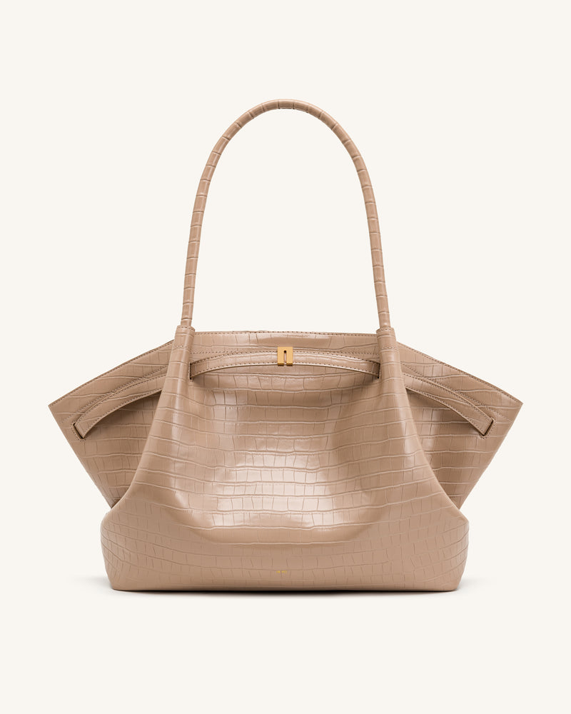 Hana Large Tote Bag - Elephant Grey Croc