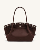 Hana Large Faux Suede Tote Bag - Deep Brown