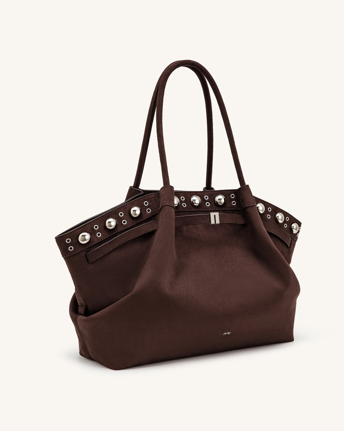 Hana Large Faux Suede Tote Bag - Deep Brown
