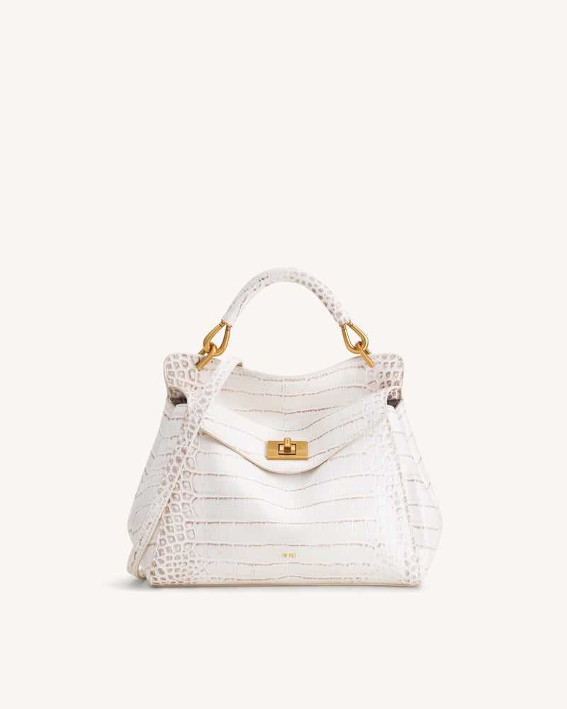 Lucia Classic Top Handle Bag - Off White Croc