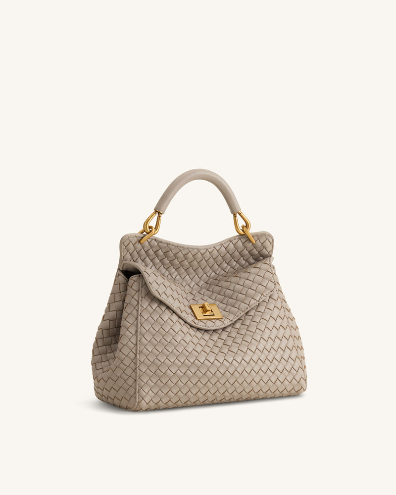 Lucia Classic Woven Top Handle Bag - Mud Gray