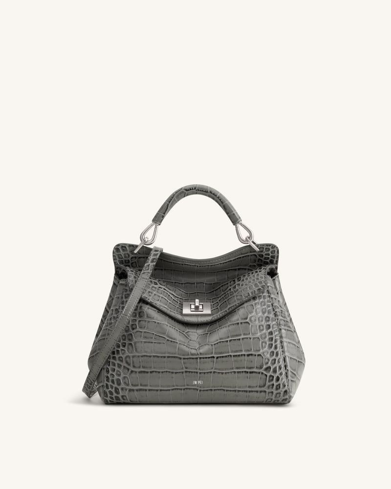 Lucia Classic Top Handle Bag - Grey Croc