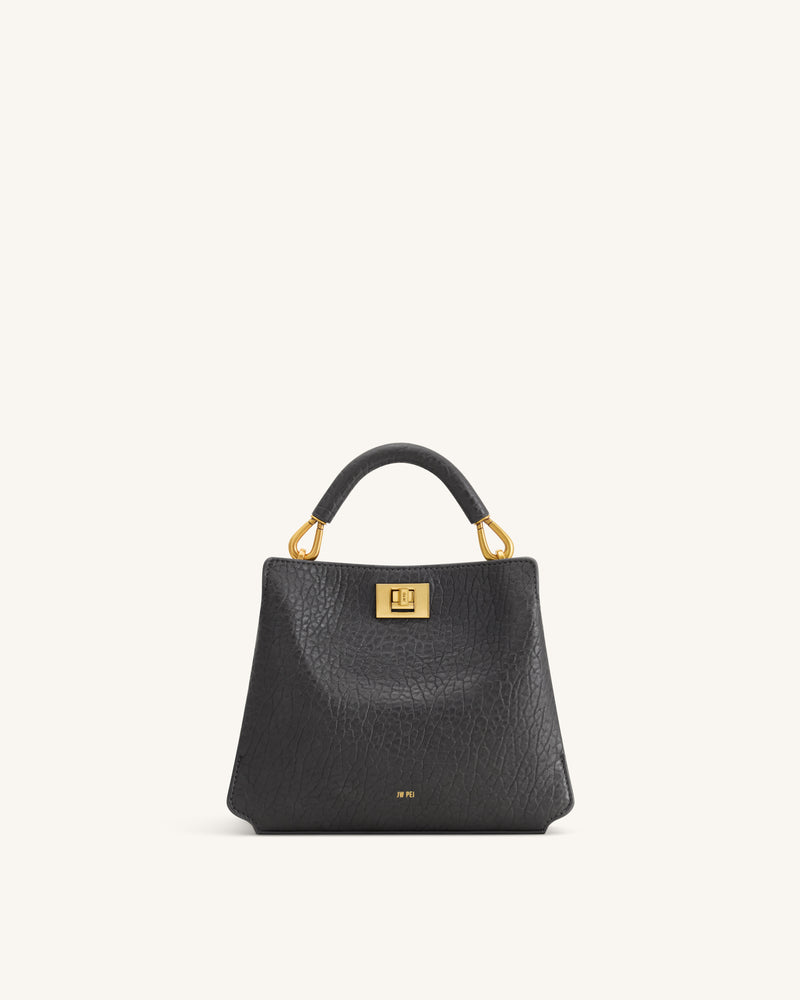 Lucia Elephant-Effect Top Handle Bag - Slate Gray