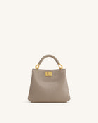 Lucia Elephant-Effect Top Handle Bag - Stone Gray