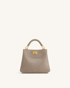 Lucia Elephant-Effect Top Handle Bag - Stone Gray