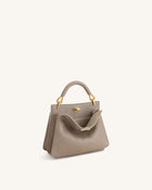 Lucia Elephant-Effect Top Handle Bag - Stone Gray