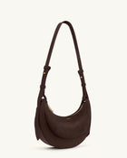 Sharon Faux Suede Crossbody Bag - Coffee Brown