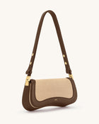 Joy Faux Suede Shoulder Bag - Khaki Brown