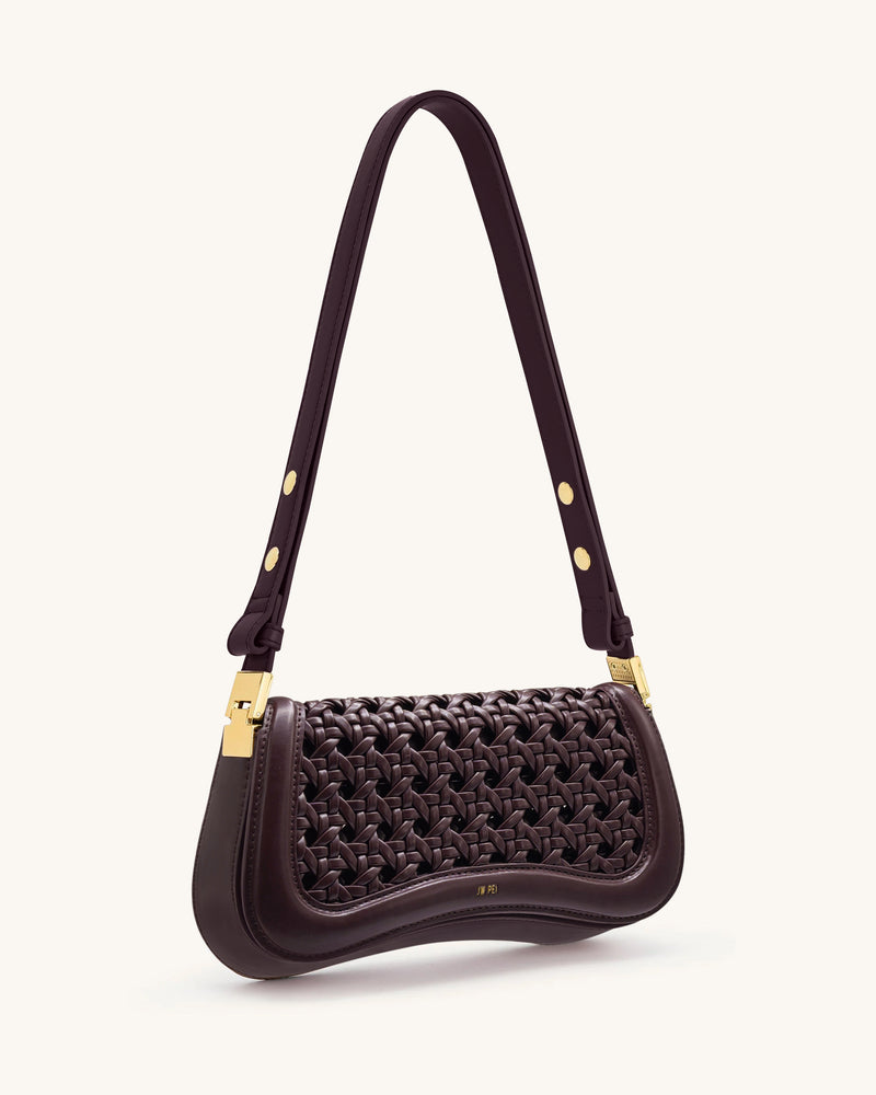 Joy Woven Shoulder Bag - Dark Red