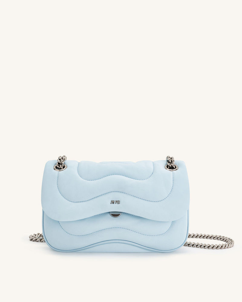 Tina Quilted Chain Crossbody - Blue