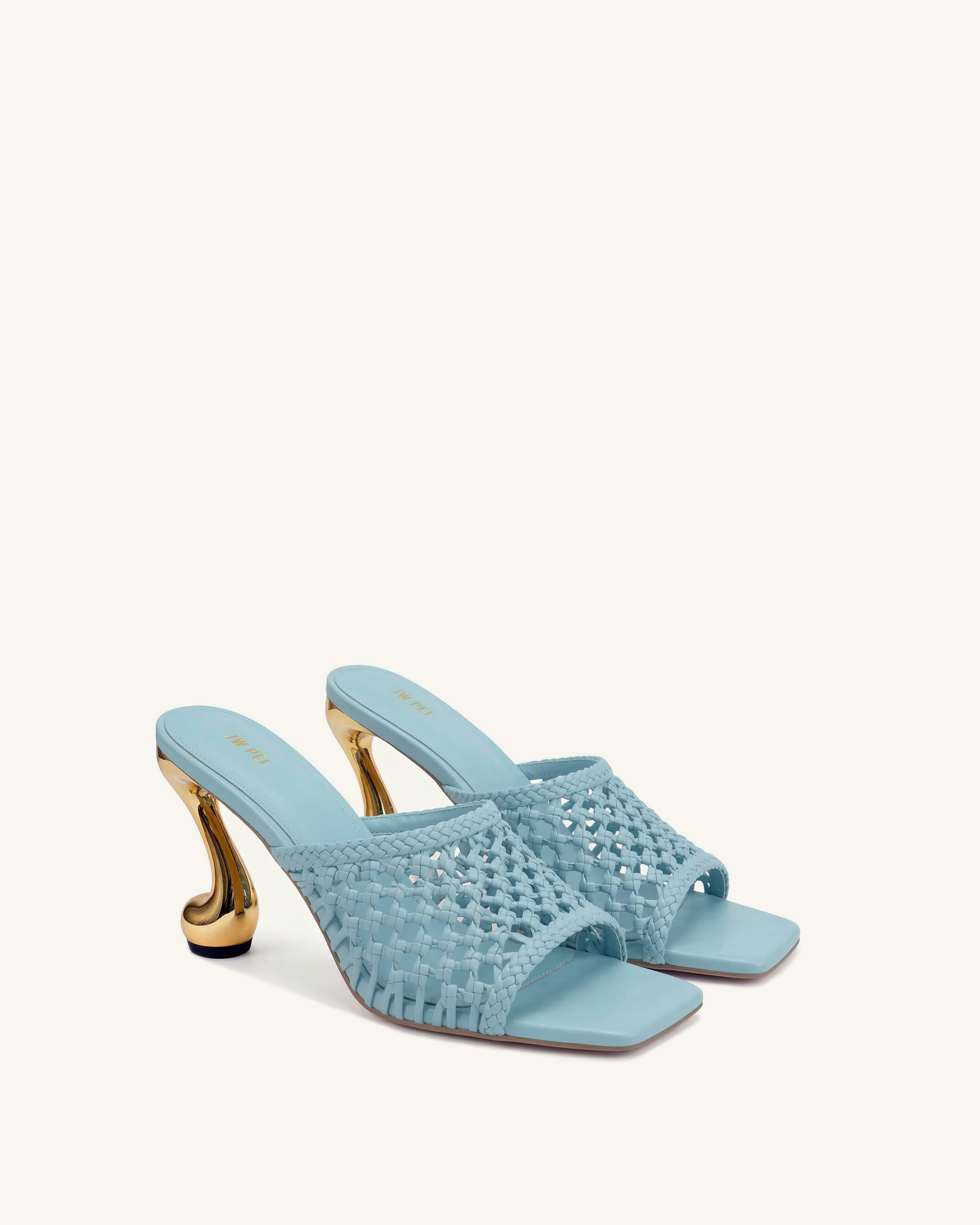 Hannah Woven Heel Mules -  Blue