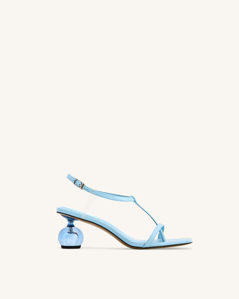 Charlotte Strappy Heels with Spherical Heel - Sky Blue