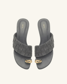 Ava Woven Toe Sandals - Dark Grey