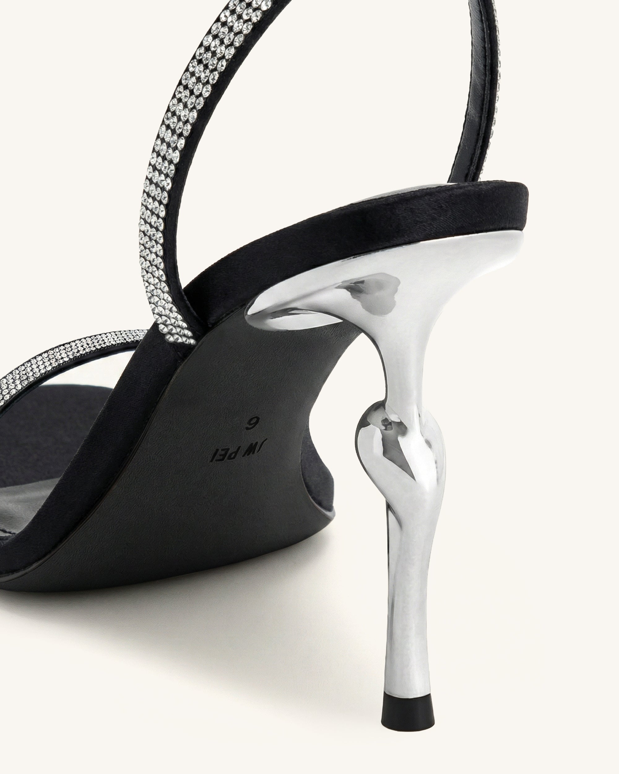 Alivia Artifical Crystal Heel Sandals - Black