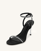 Alivia Artifical Crystal Heel Sandals - Black