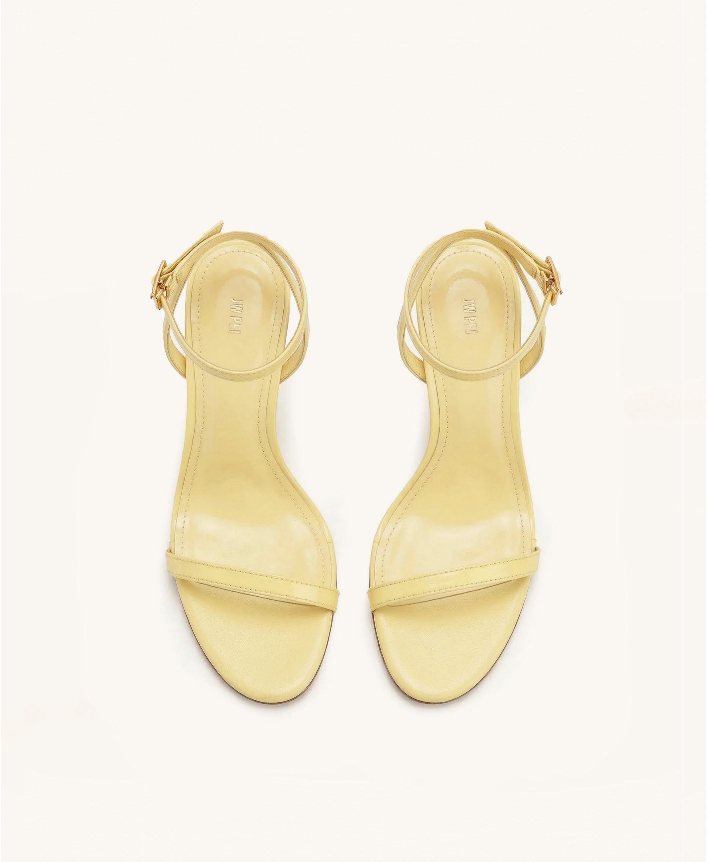 Alivia Gold Metal Heel Sandals - Pale Yellow