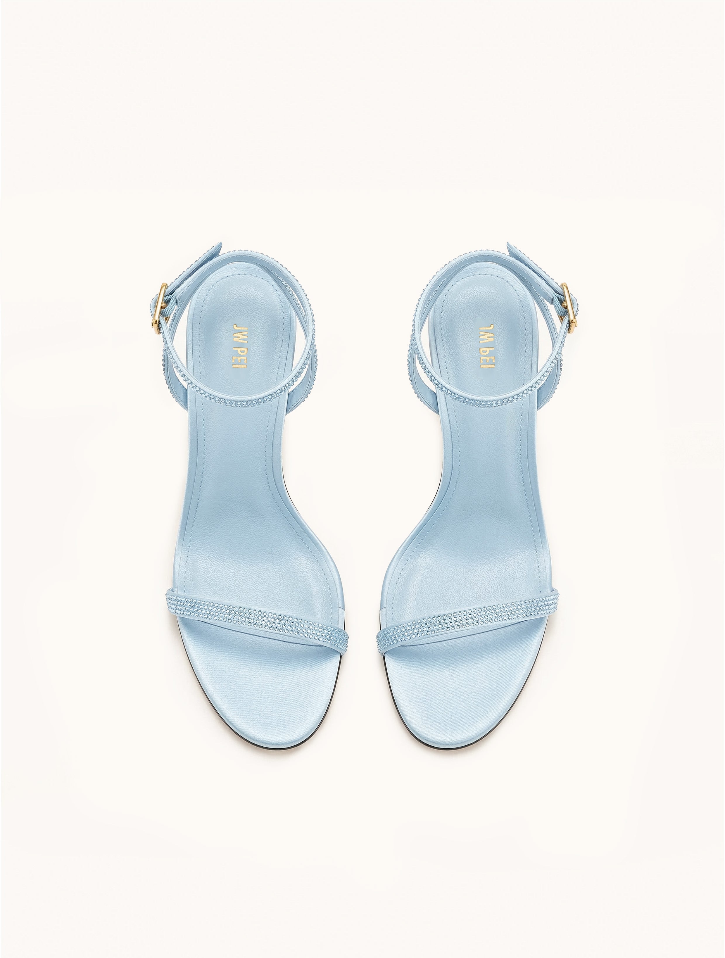 Alivia Artifical Crystal Heel Sandals - Light Blue