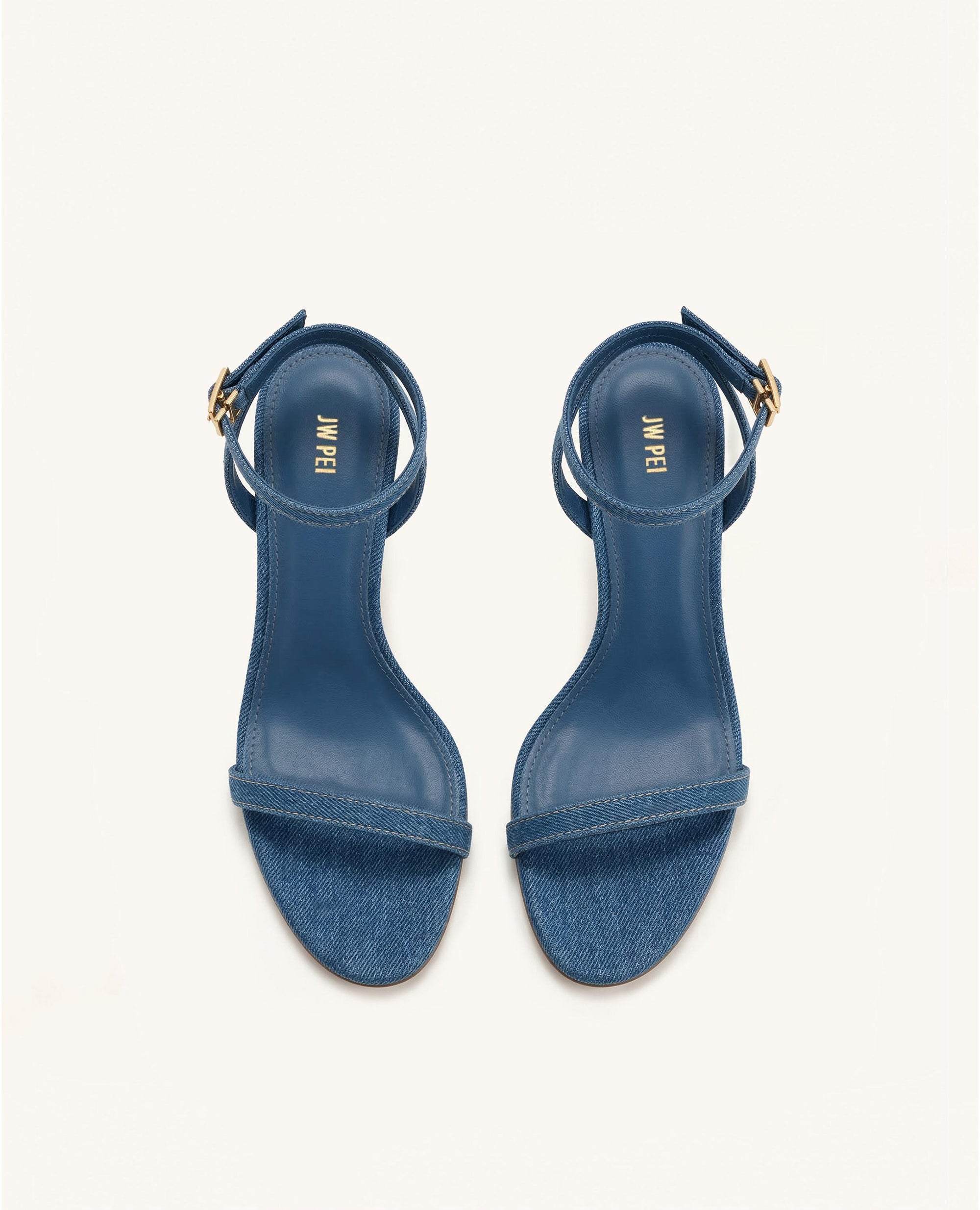 Alivia Gold Metal Heel Sandals - Denim Blue