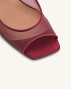 Serenity Open Toe Mesh Slingback Sandals - Burgundy