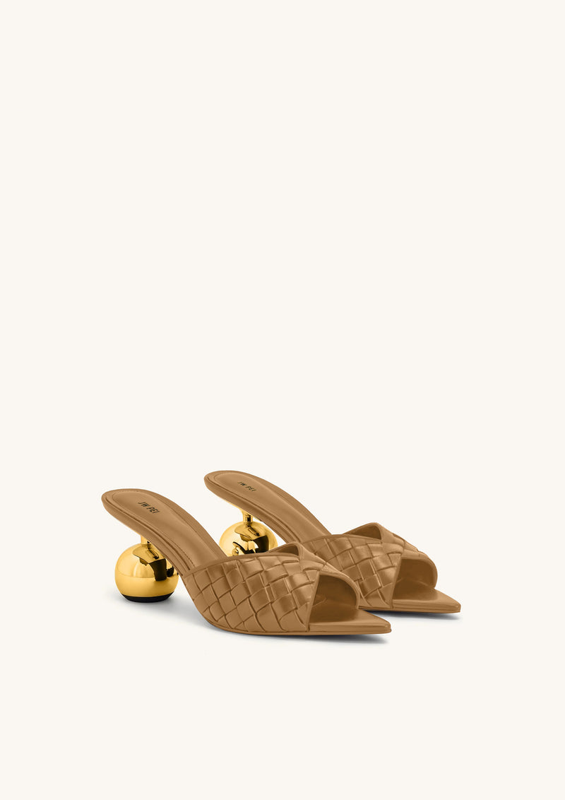 Ellie Braided Sphere Heel Mules - Khaki