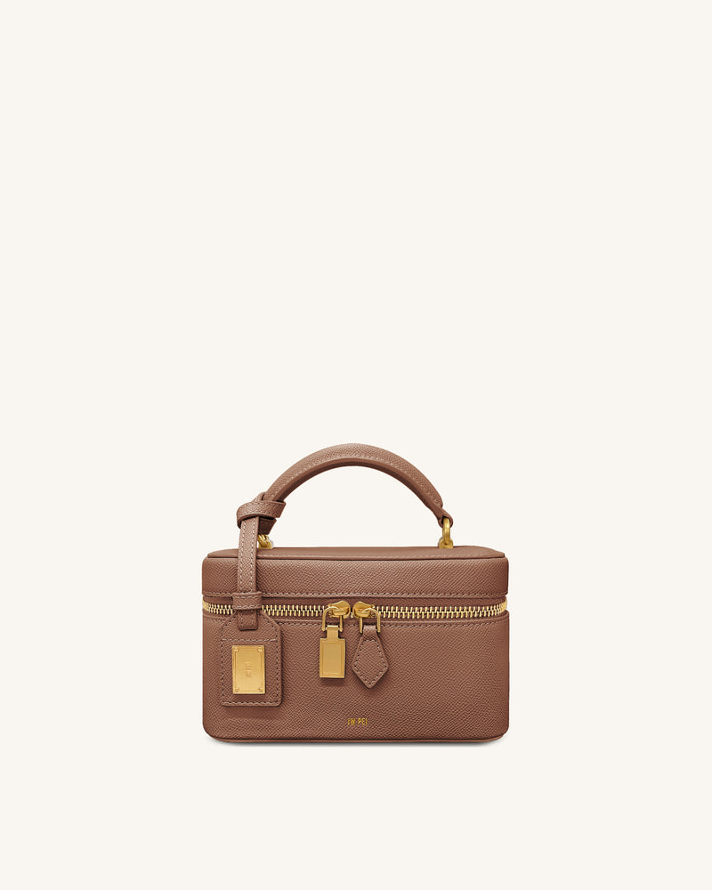 Cleo Box Shape Top Handle Bag - Brown