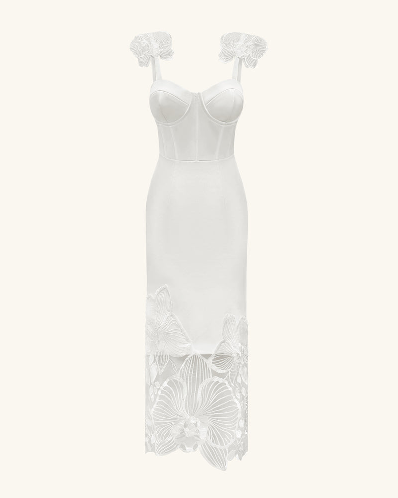 Orchid Embroidered Corset Dress - White