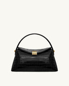 Talia Top Handle Bag - Black Croc