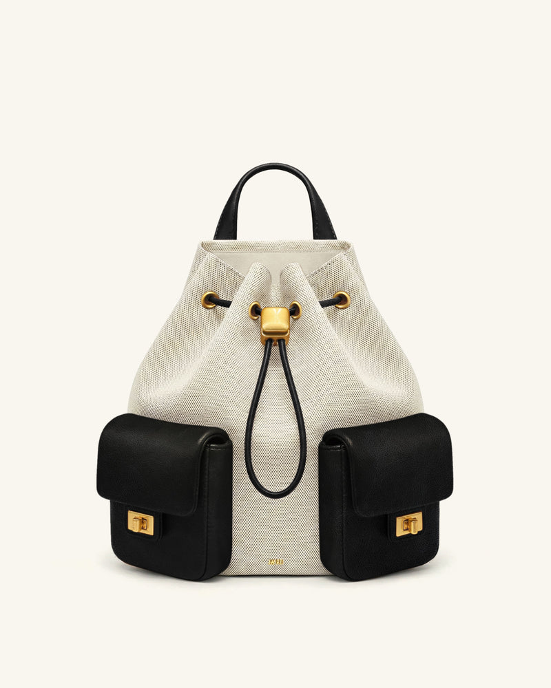 Avery Drawstring Utility Backpack – Black Canvas