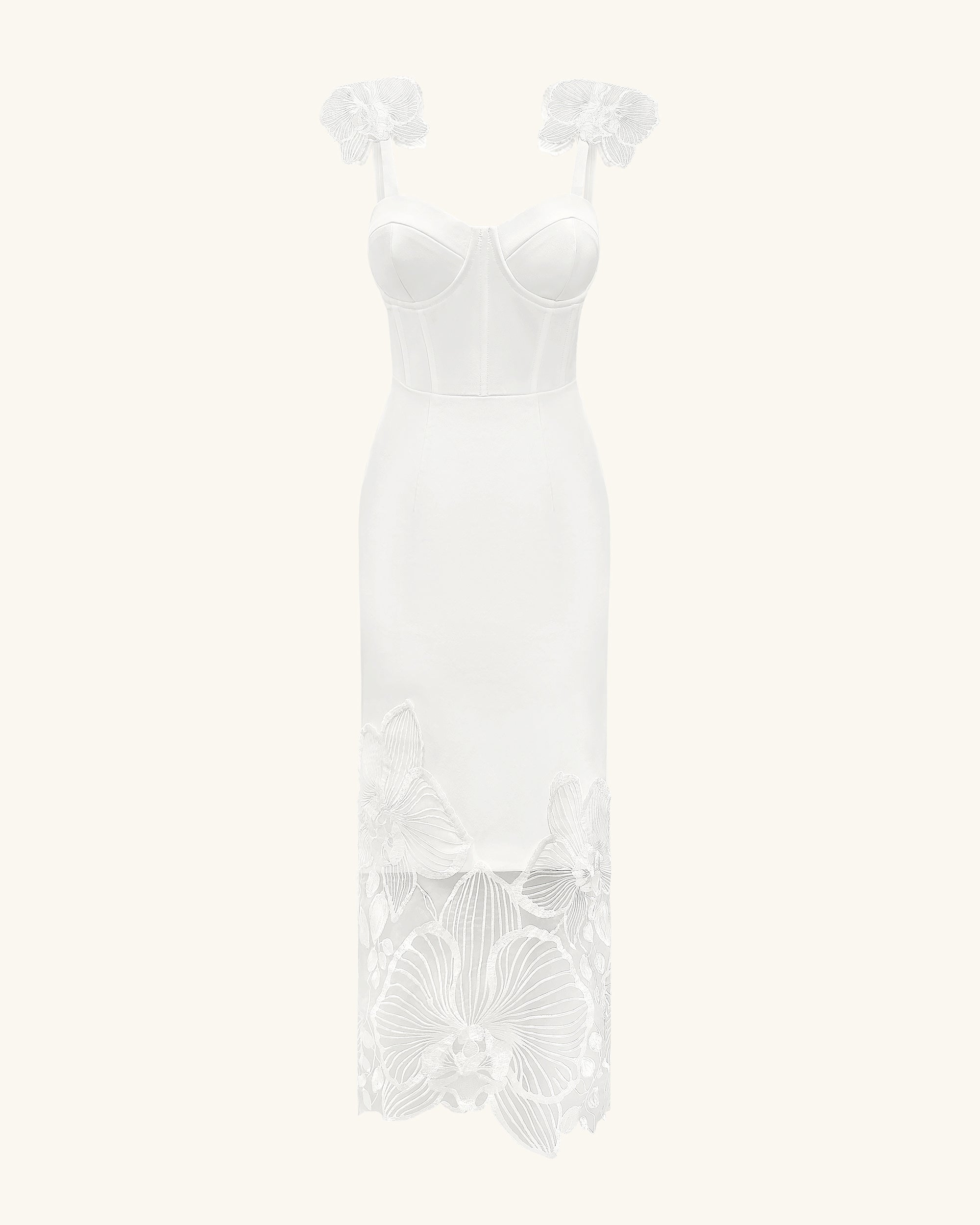 Orchid Embroidered Corset Dress - White