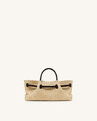 Maeve Faux Straw Dachshund Metal Charm Tote Bag - Brown