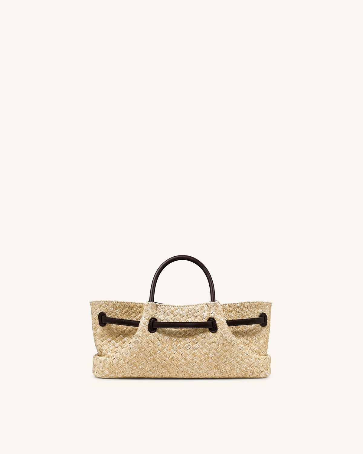 Maeve Faux Straw Dachshund Metal Charm Tote Bag - Brown