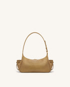Corinne Lizard-Embossed Faux Suede Shoulder Bag - Khaki