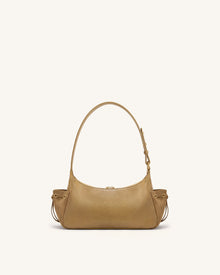 Corinne Lizard-Embossed Faux Suede Shoulder Bag - Khaki