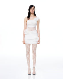 Isidore 3D Floral Wrinkles Mini Dress - White