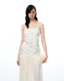 Galadriel 3D Floral Sequin Maxi Dress - White