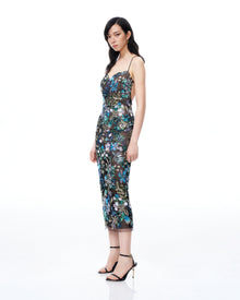 Isadora Floral Sequin Dress - Black Multi