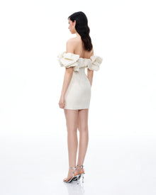 Althea Clouds Shoulders Floral Embroidered Mini Dress - White