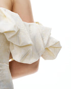 Althea Clouds Shoulders Floral Embroidered Mini Dress - White